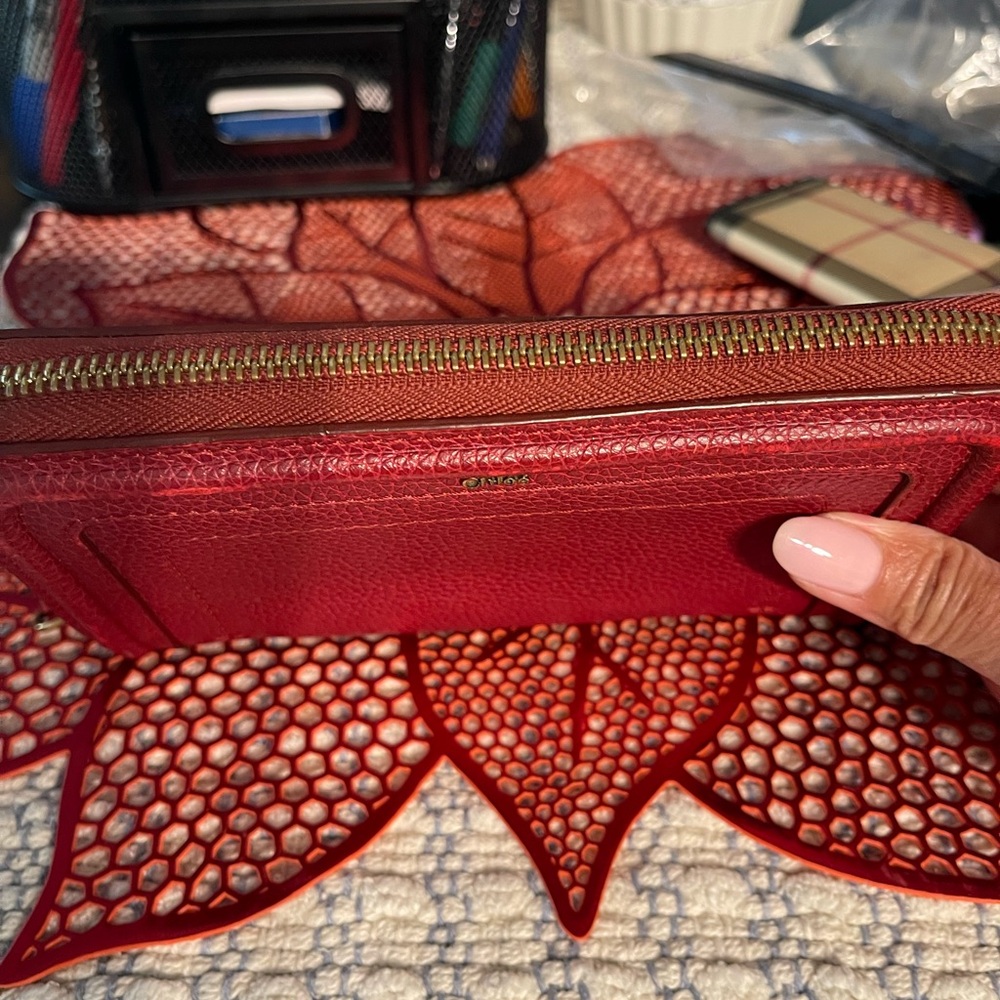 Chloe Deep Red Leather Wallet - Picture 2 of 10